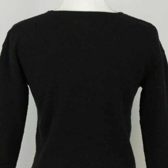 Madewell Women's XS Black Textured V-Neck 3/4 Sleeve Tie Hem Blouse - Picture 6 of 10